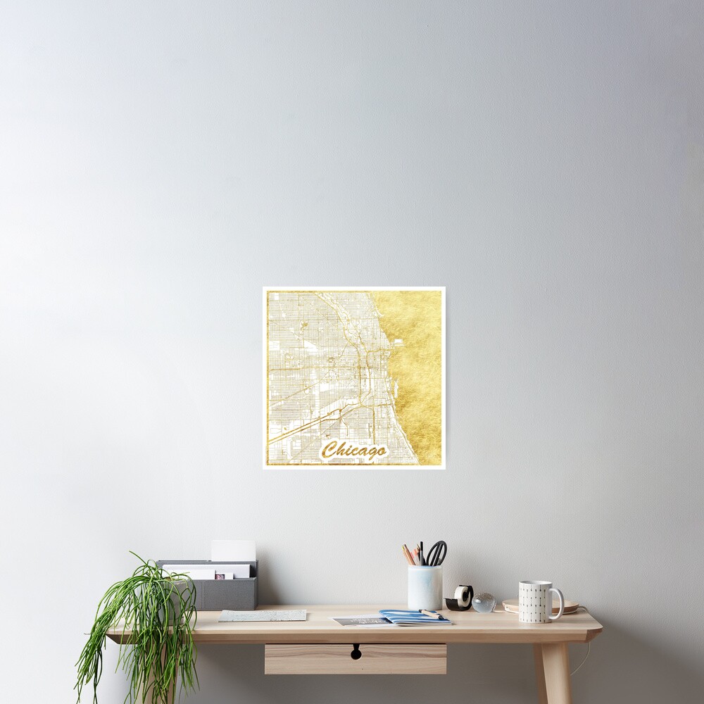 Chicago Map Gold Poster