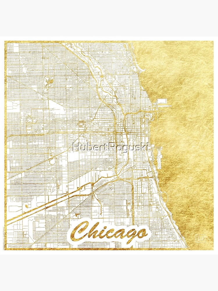 Chicago Map Gold by HubertRoguski