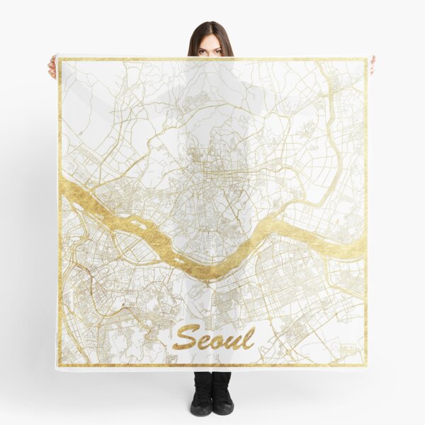 Seoul Map Gold Scarf