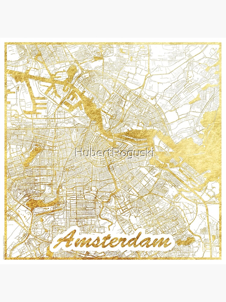 Amsterdam Map Gold by HubertRoguski