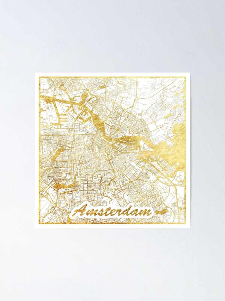 Alternate view of Amsterdam Map Gold Poster