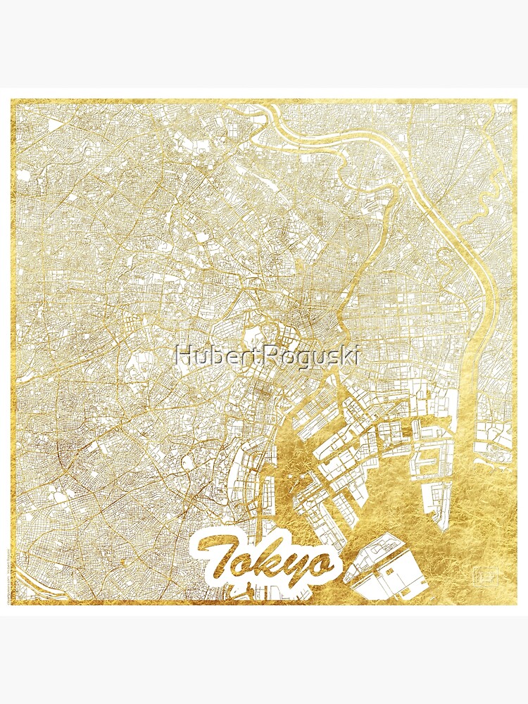 Tokyo Map Gold by HubertRoguski