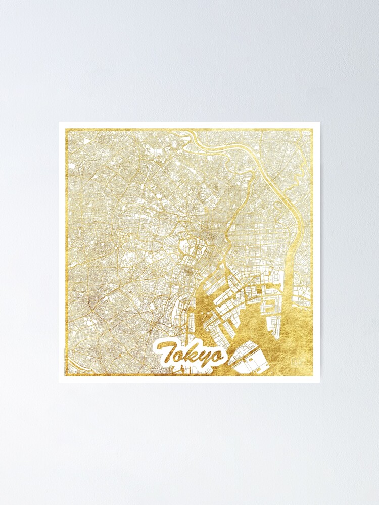 Alternate view of Tokyo Map Gold Poster
