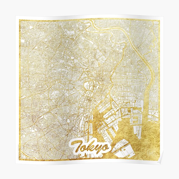 Tokyo Map Gold Poster