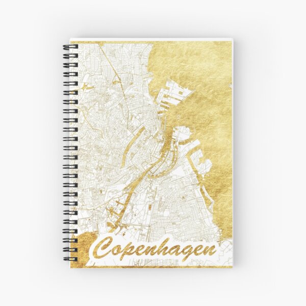 Copenhagen Map Gold Spiral Notebook