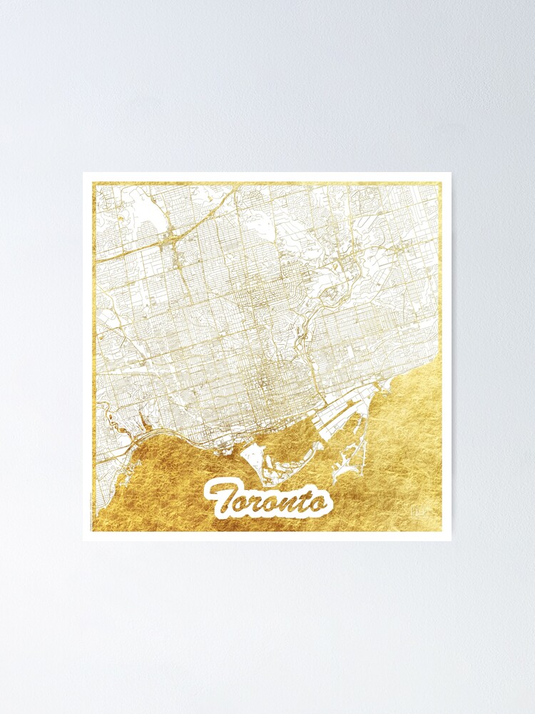 Alternate view of Toronto Map Gold Poster