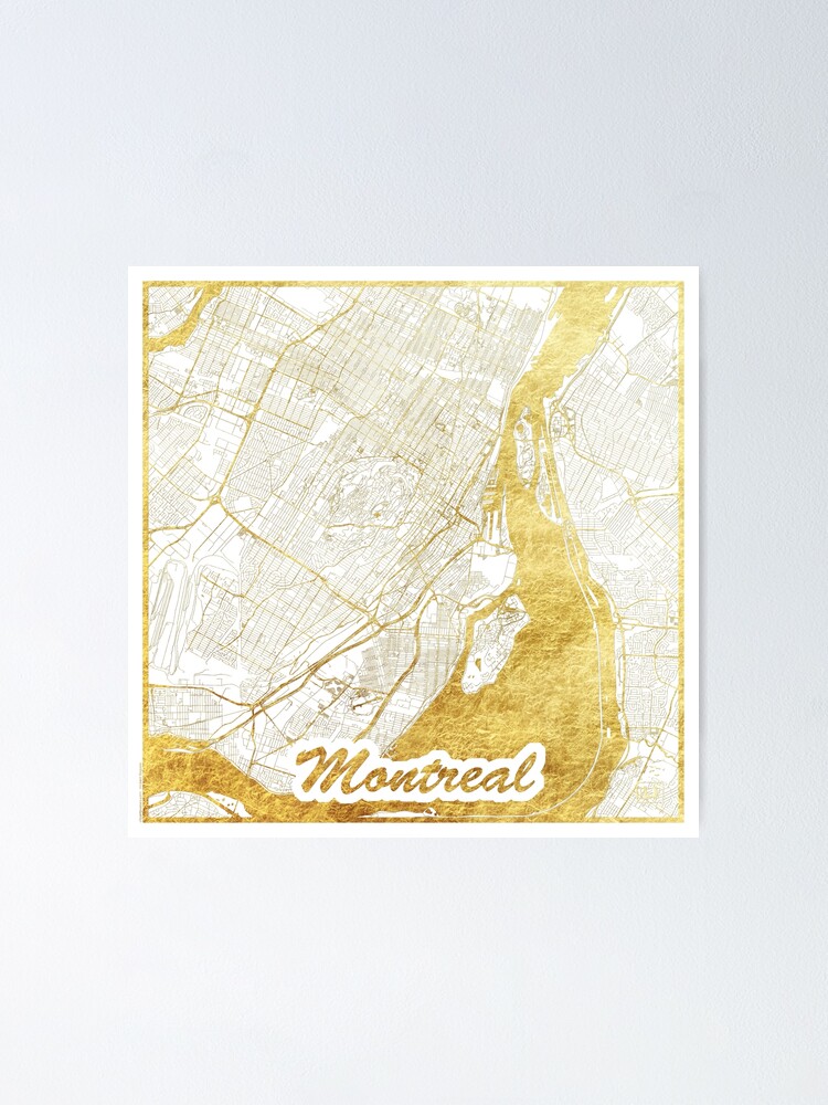 Alternate view of Montreal Map Gold Poster