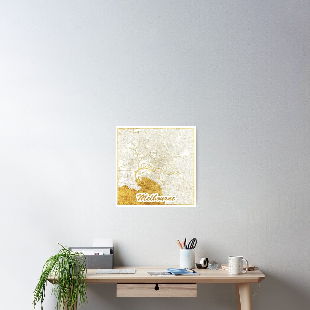 Melbourne Map Gold Poster