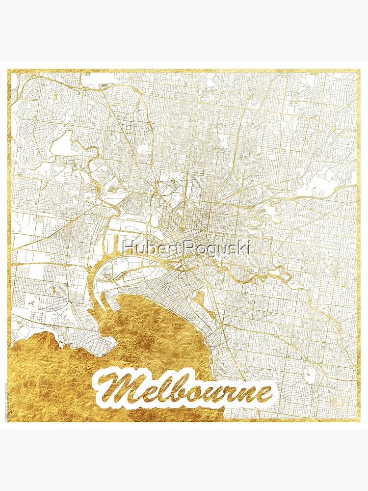 Melbourne Map Gold by HubertRoguski