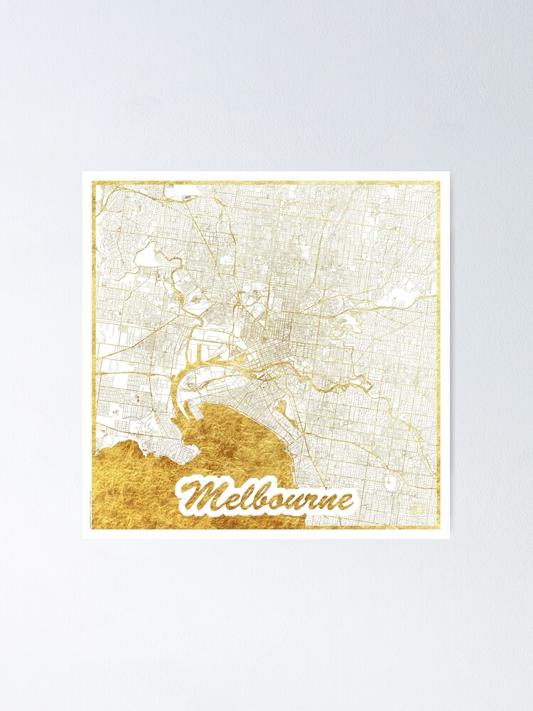 Alternate view of Melbourne Map Gold Poster