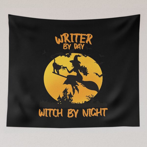 Item preview, writer by day witch by night funny saying for halloween with witch picture scary design for mom for sister designed and sold by mydreamcatcher.