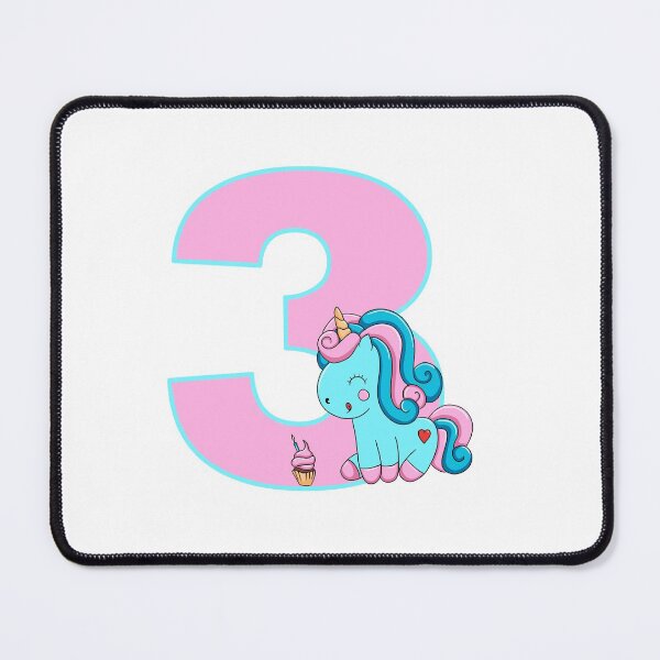 Item preview, Number three with a Candyfloss Unicorn designed and sold by MammaPanda.