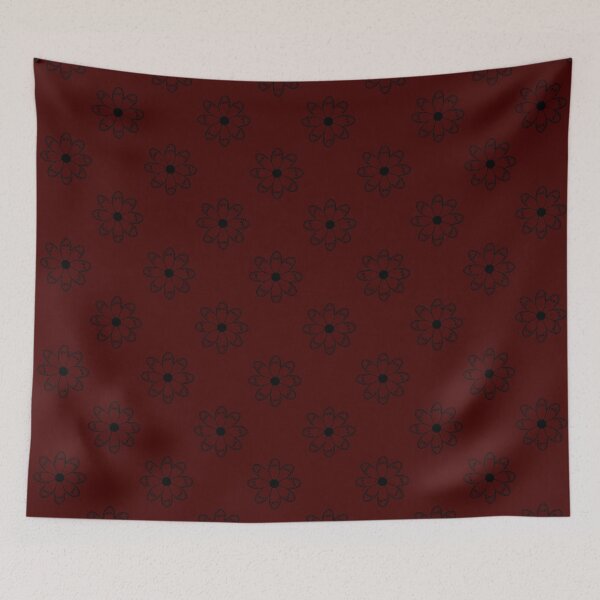 Item preview, Embroidery flower pattern (black on brown) designed and sold by Encie-Designs.