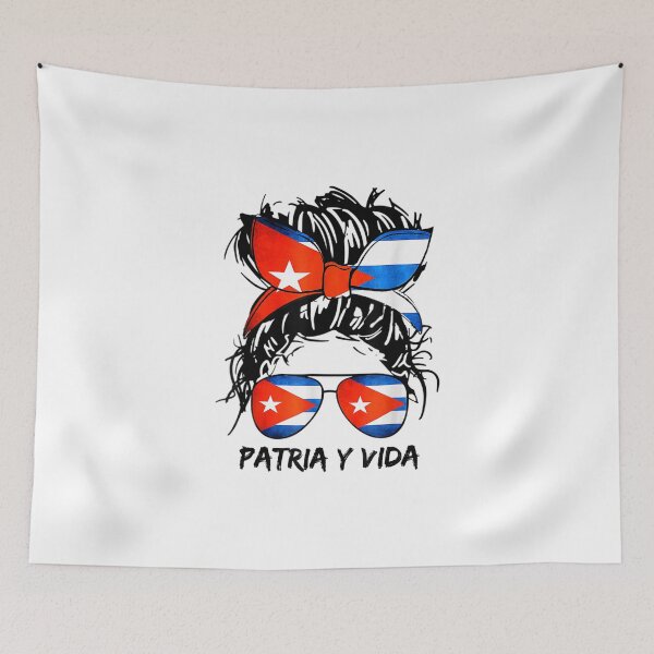 Item preview, PatriayVida Sos Cuba Flag Messy Hair Women Bun Glassses designed and sold by sharpbell.