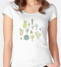 Cacti print Women's Fitted Scoop T-Shirt