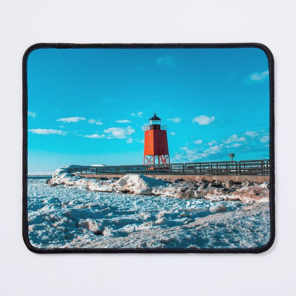 Item preview, A view of the South Pier Light house and the ice dunes off of Lake Michigan in Charlevoix MI designed and sold by Michael Deemer.