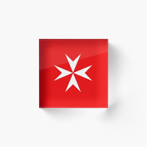 Cross of the Order of St. John. MALTA, MALTESE. Acrylic Block