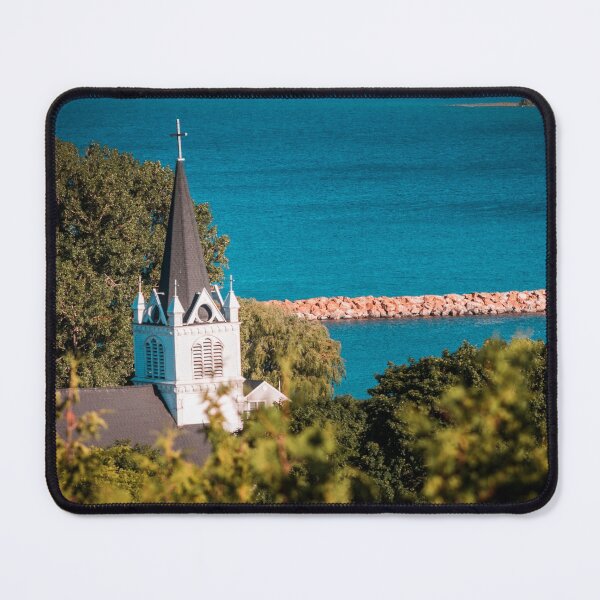 Item preview, Saint Anne's church over Lake Michigan on Mackinac Island designed and sold by Michael Deemer.