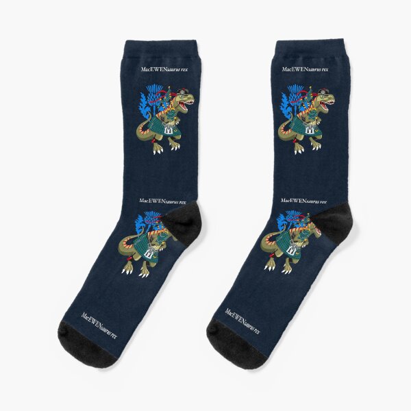 Clanosaurus Rex MacEWENsaurus rex MacEwen Scotland Ireland Plaid Family Tartan Socks