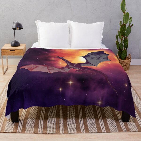 Item preview, Mythical dragon flying through space at night abstract art - red and purple designed and sold by hasbeenz.