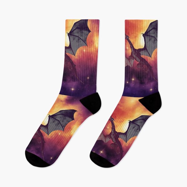 Item preview, Mythical dragon flying through space at night abstract art - red and purple designed and sold by hasbeenz.