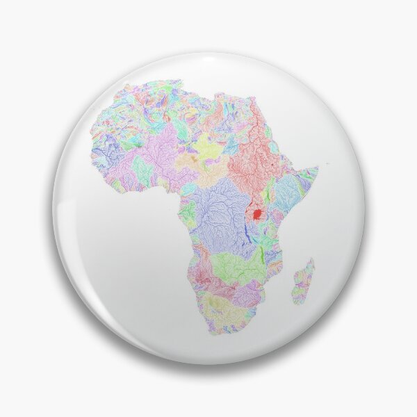 Item preview, Africa River Basin Map in Rainbow Colours with White Background designed and sold by GrasshopperGeo.