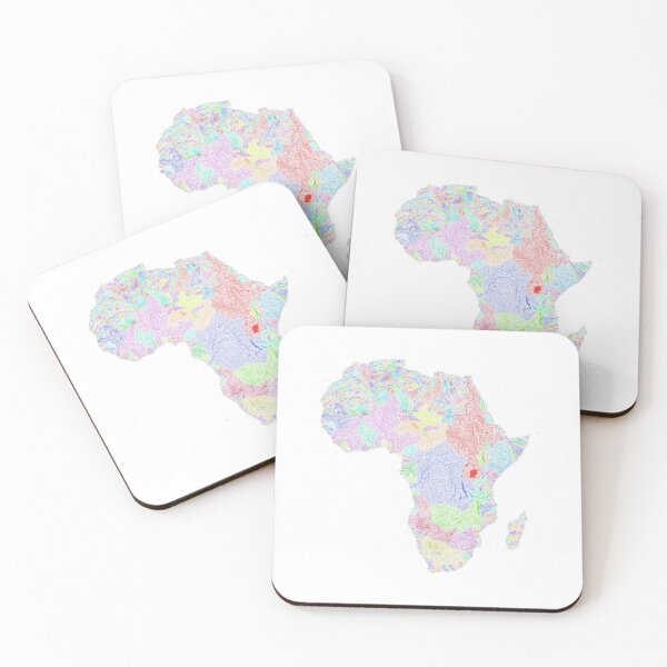 Item preview, Africa River Basin Map in Rainbow Colours with White Background designed and sold by GrasshopperGeo.
