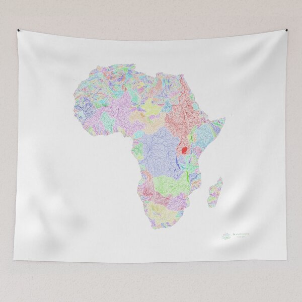 Item preview, Africa River Basin Map in Rainbow Colours with White Background designed and sold by GrasshopperGeo.