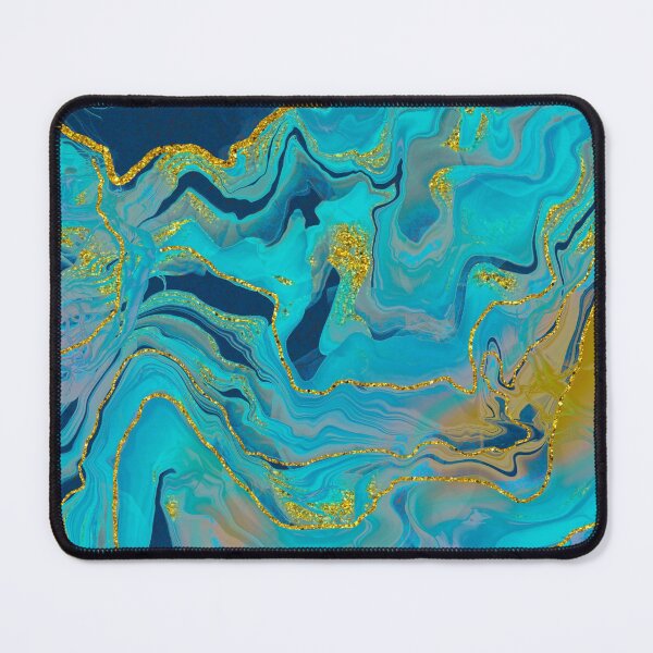Item preview, Sparkling Ink Splashes in Mermaid Blue Colors with Gold Glitter designed and sold by WisdomInspired.