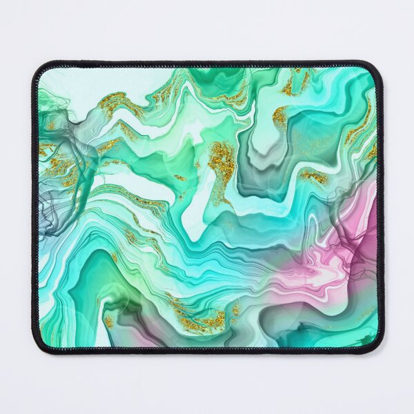 Item preview, Sparkling Ink Splashes in Aqua and Green with Gold Glitter designed and sold by WisdomInspired.
