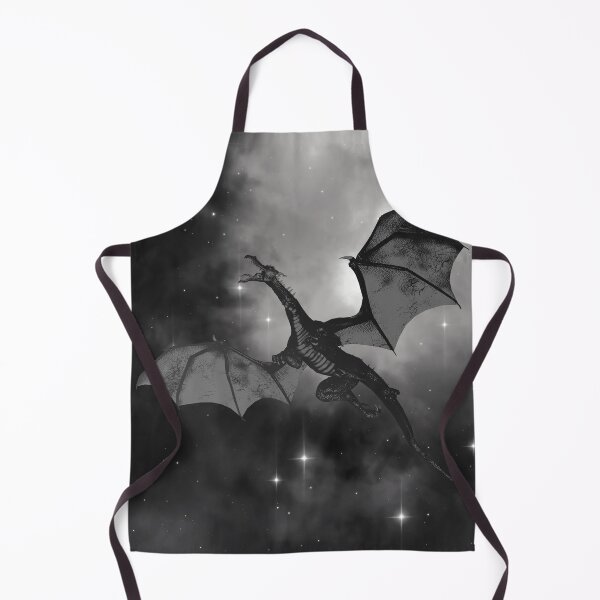 Item preview, Mythical dragon flying through space at night abstract art - monochrome black and white designed and sold by hasbeenz.
