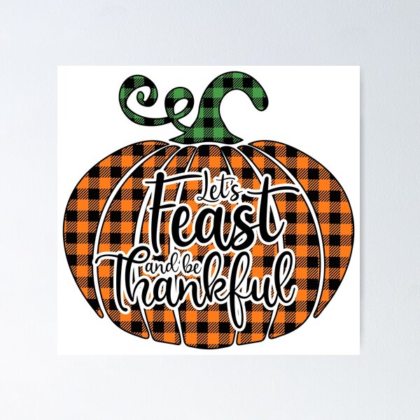 Item preview, Let's Feast & Be Thankful: Buffalo Plaid Pumpkin designed and sold by Happy Puppy Print On Demand.