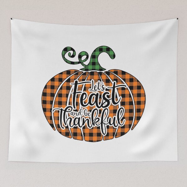 Item preview, Let's Feast & Be Thankful: Buffalo Plaid Pumpkin designed and sold by Happy Puppy Print On Demand.