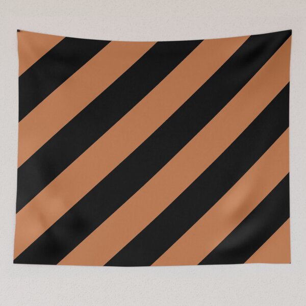 Item preview, Orange and Black Diagonal Stripe Pattern 2022 Trending Color - Hue - Shade - Colour Pantone Tomato Cream 16-1348 designed and sold by ColorOfTheYears.