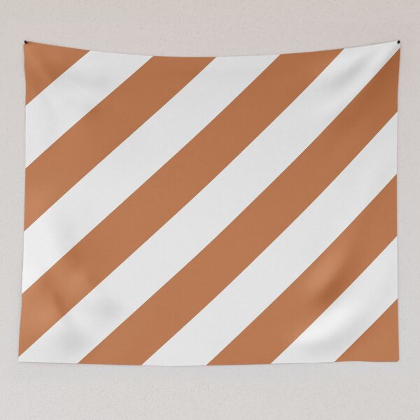 Item preview, Orange and White Diagonal Stripe Pattern 2022 Trending Color - Hue - Shade - Colour Pantone Tomato Cream 16-1348 designed and sold by ColorOfTheYears.