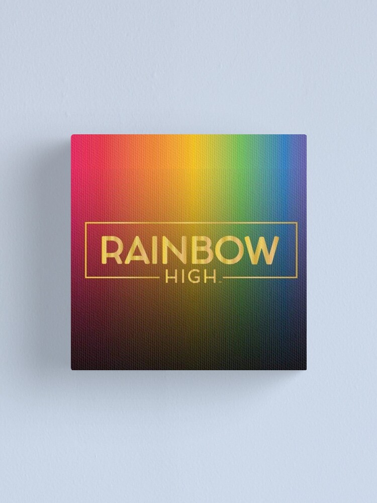 "Rainbow high logo with rainbow background " Canvas Print for Sale by