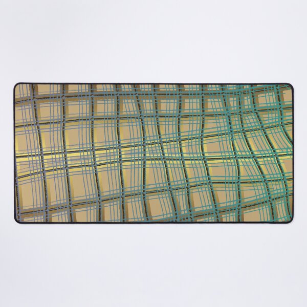 Pattern Design012 Abstract Golden Green Lines Desk Mat