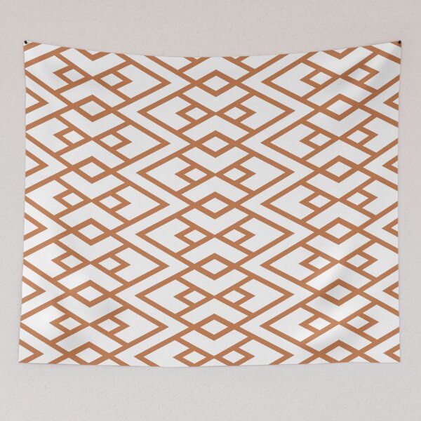 Item preview, Orange and White Diamond Shape Art Deco Pattern 2022 Trending Color - Hue - Shade - Colour Pantone Tomato Cream 16-1348 designed and sold by ColorOfTheYears.