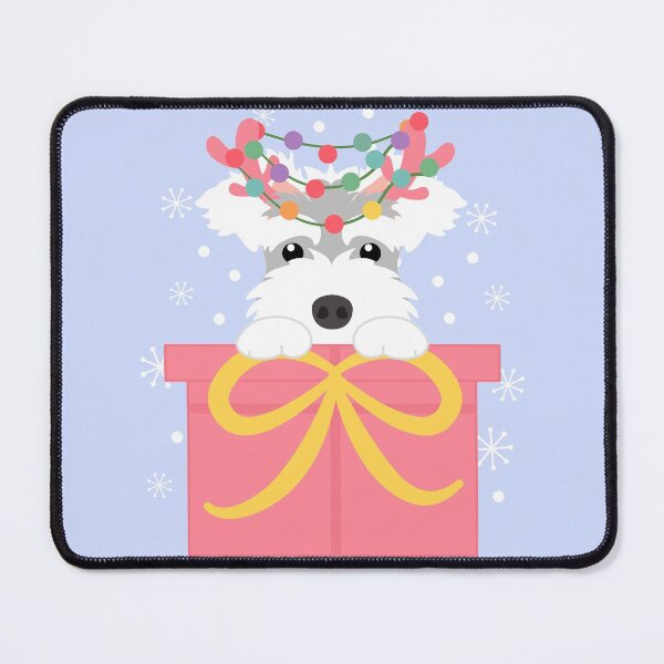 Item preview, Christmas Reindeer Miniature Schnauzer in a Gift Box designed and sold by Lulupainting.