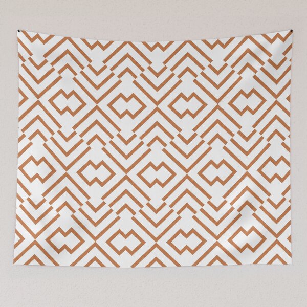Item preview, Orange and White Abstract Art Deco Shape Pattern 2022 Trending Color - Hue - Shade - Colour Pantone Tomato Cream 16-1348 designed and sold by ColorOfTheYears.