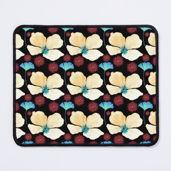 Item preview, black botanical pattern yellow flower and gingko leaf designed and sold by AnnaBaldon.