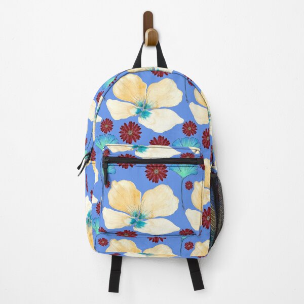 Item preview, botanical pattern yellow flower and gingko leaf in cornflower blue designed and sold by AnnaBaldon.