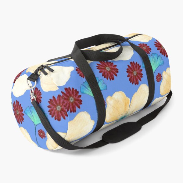 Item preview, botanical pattern yellow flower and gingko leaf in cornflower blue designed and sold by AnnaBaldon.