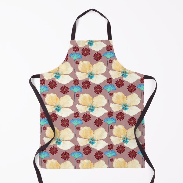Item preview, botanical pattern yellow flower and gingko leaf in rosy brown designed and sold by AnnaBaldon.