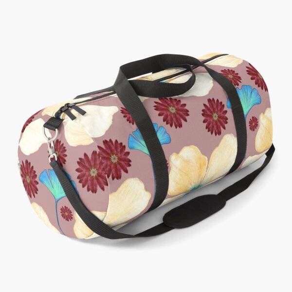 Item preview, botanical pattern yellow flower and gingko leaf in rosy brown designed and sold by AnnaBaldon.