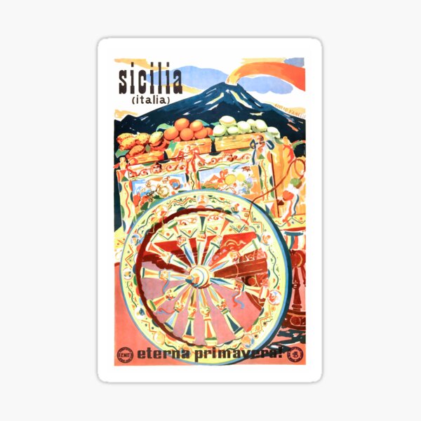 Item preview, 1947 Sicily Italy Travel Poster Eternal Spring designed and sold by retrographics.