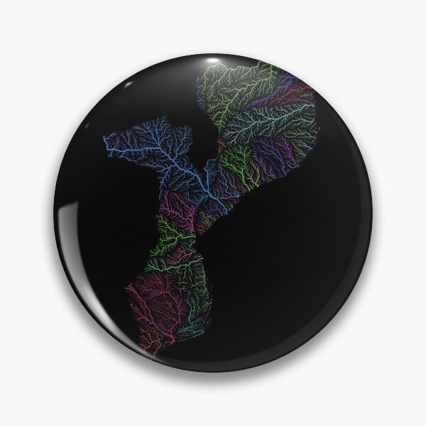 Item preview, Mozambique River Basin Map in Rainbow Colours with Black Background designed and sold by GrasshopperGeo.