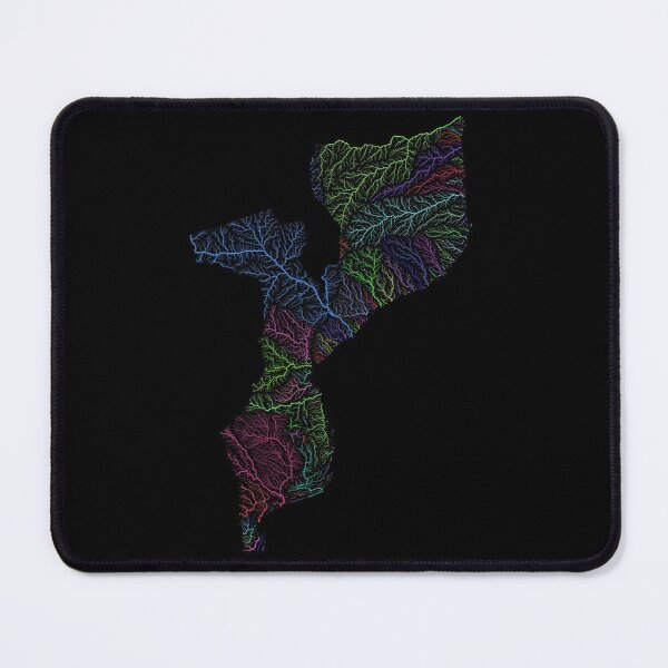 Item preview, Mozambique River Basin Map in Rainbow Colours with Black Background designed and sold by GrasshopperGeo.