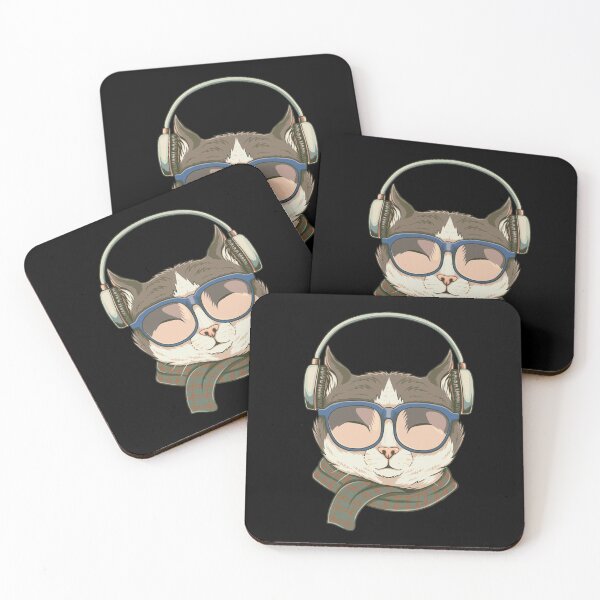 Item preview, Listening to Music: Cat in glasses designed and sold by OutofFocusShop.
