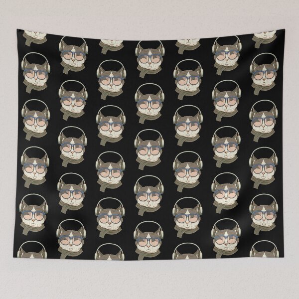 Item preview, Listening to Music: Cat in glasses designed and sold by OutofFocusShop.